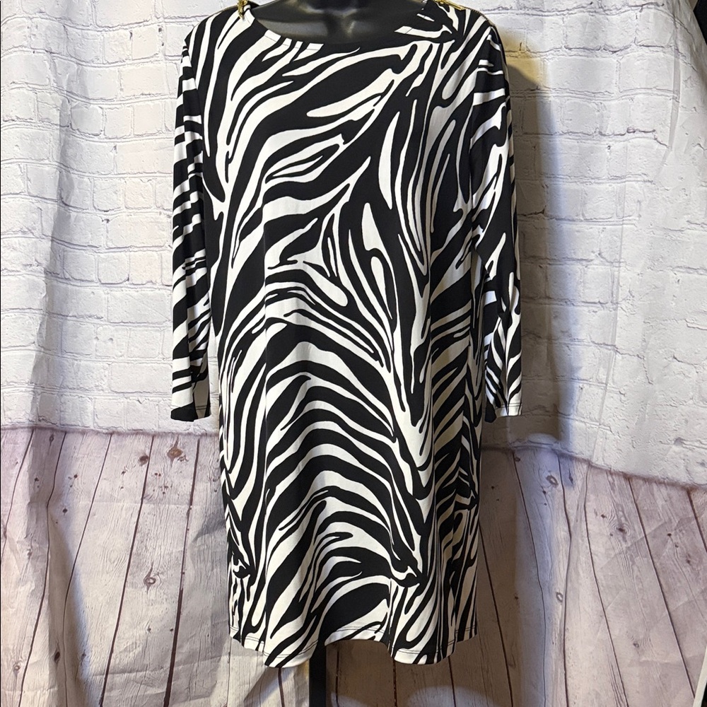 MICHAEL Michael Kors Black and White Zebra Print Mini Dress